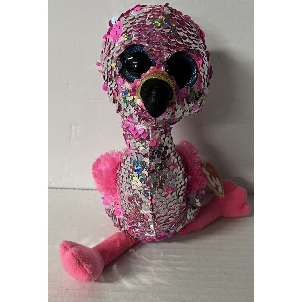 TY Flippables Sequin Plush PINKY the Flamingo 10"